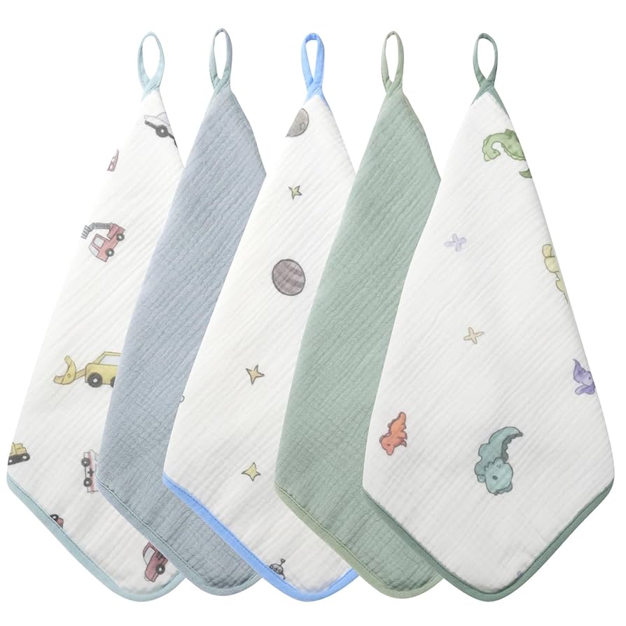Amazon.co.jp: tecopeco ループタオル 5枚組 30cm×30cm 名前タグ